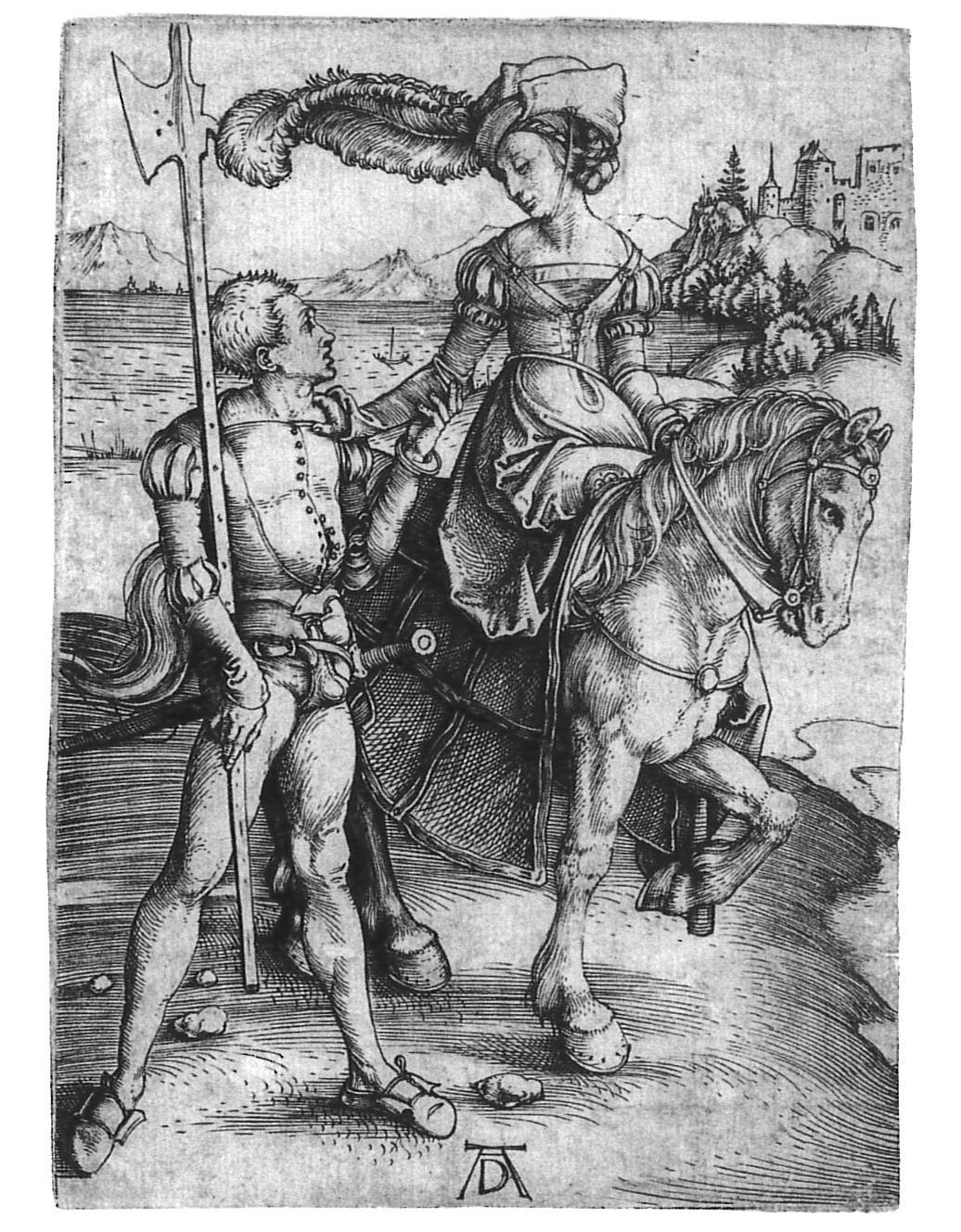 Albrecht Dürer: „Das Fräulein zu Pferde und der Landsknecht“