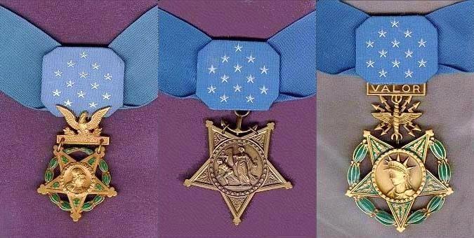 Medals of Honour: Army Medal, Marine and Coast Guard Medal, Air Force Medal