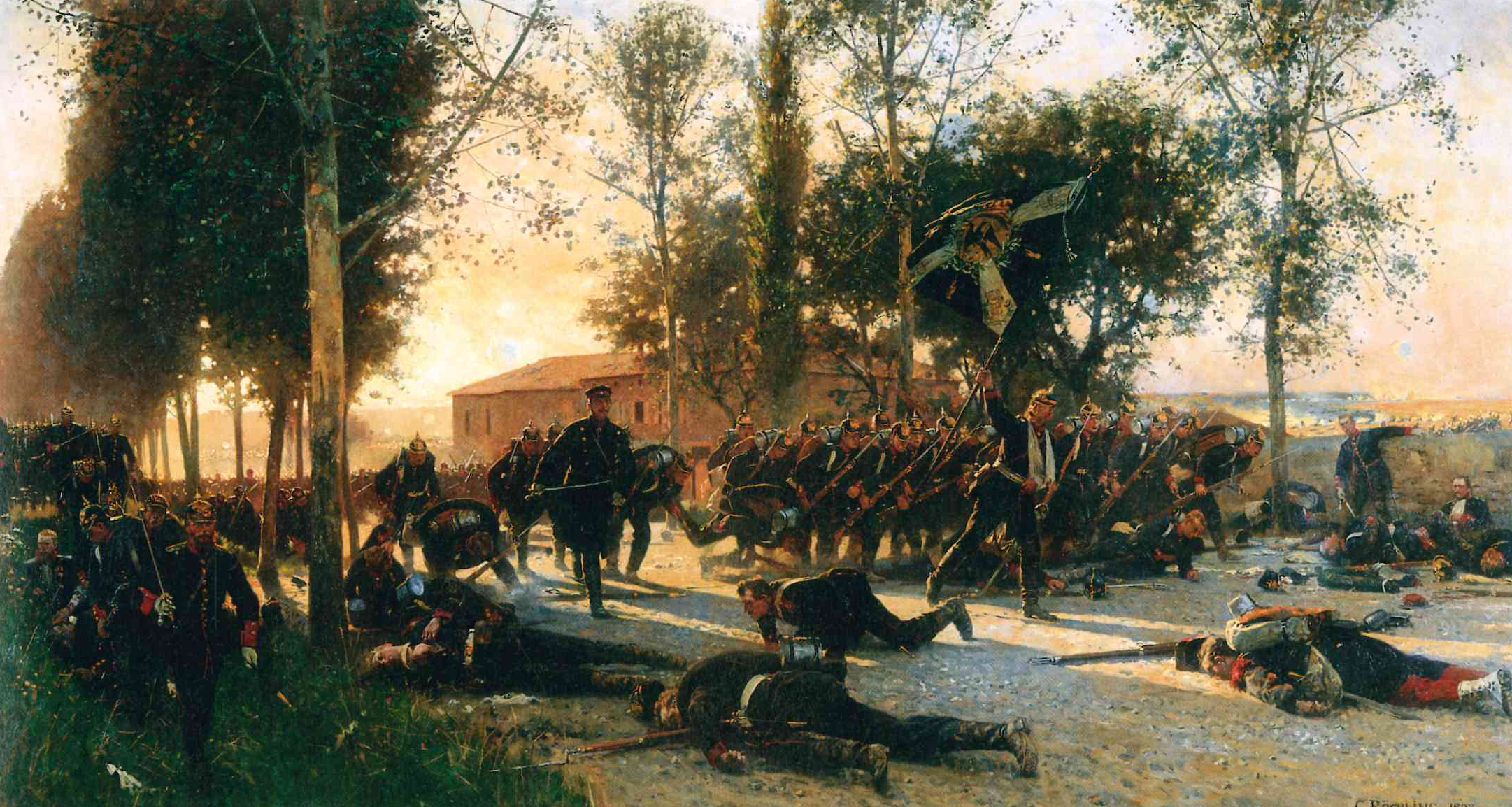 Carl Röchling: „Episode aus der Schlacht bei Gravelotte (Tod des Majors von Hadeln am 18. August 1870)“