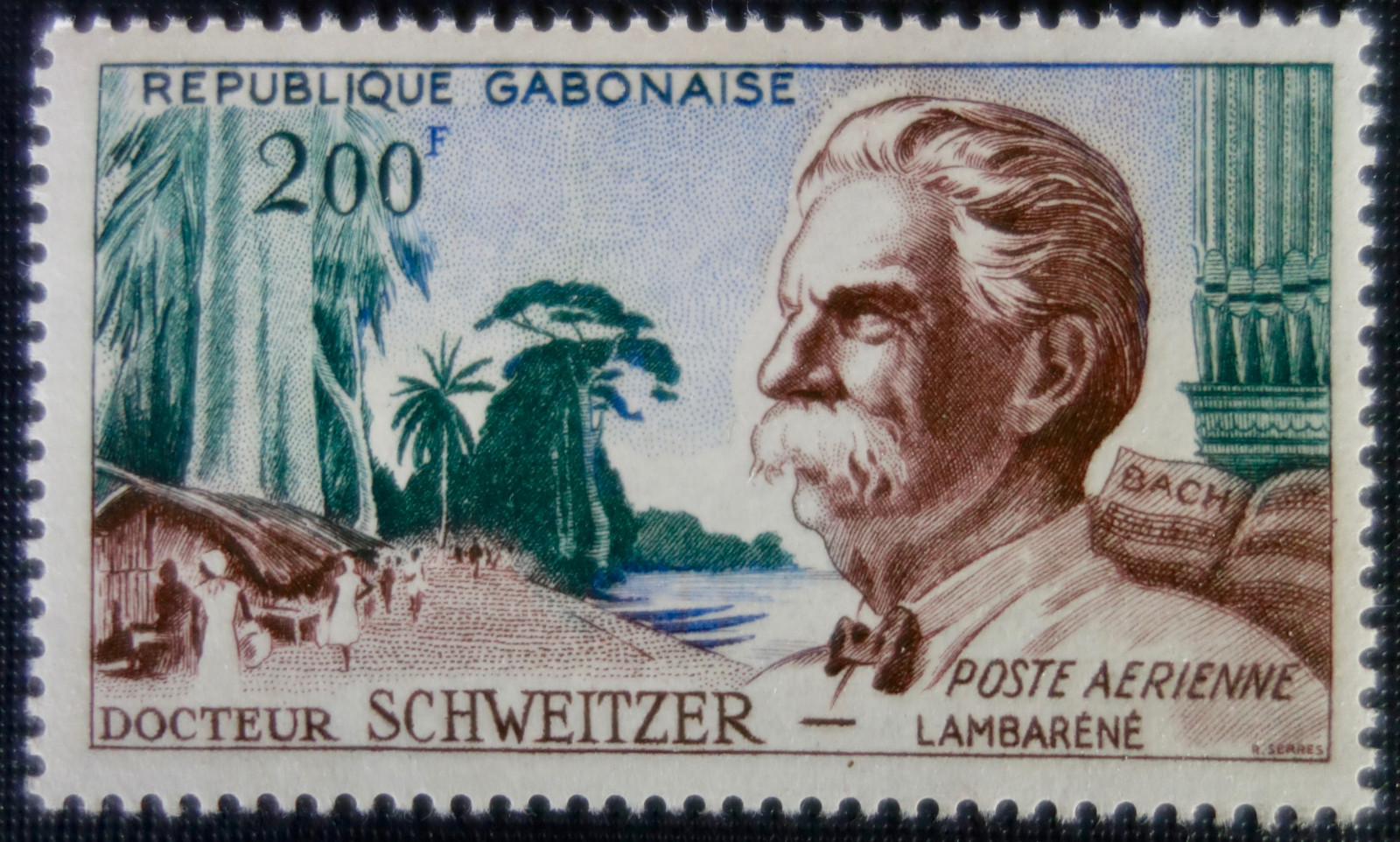Gabunische Briefmarke zu Ehren von Albert Schweitzer, 1960