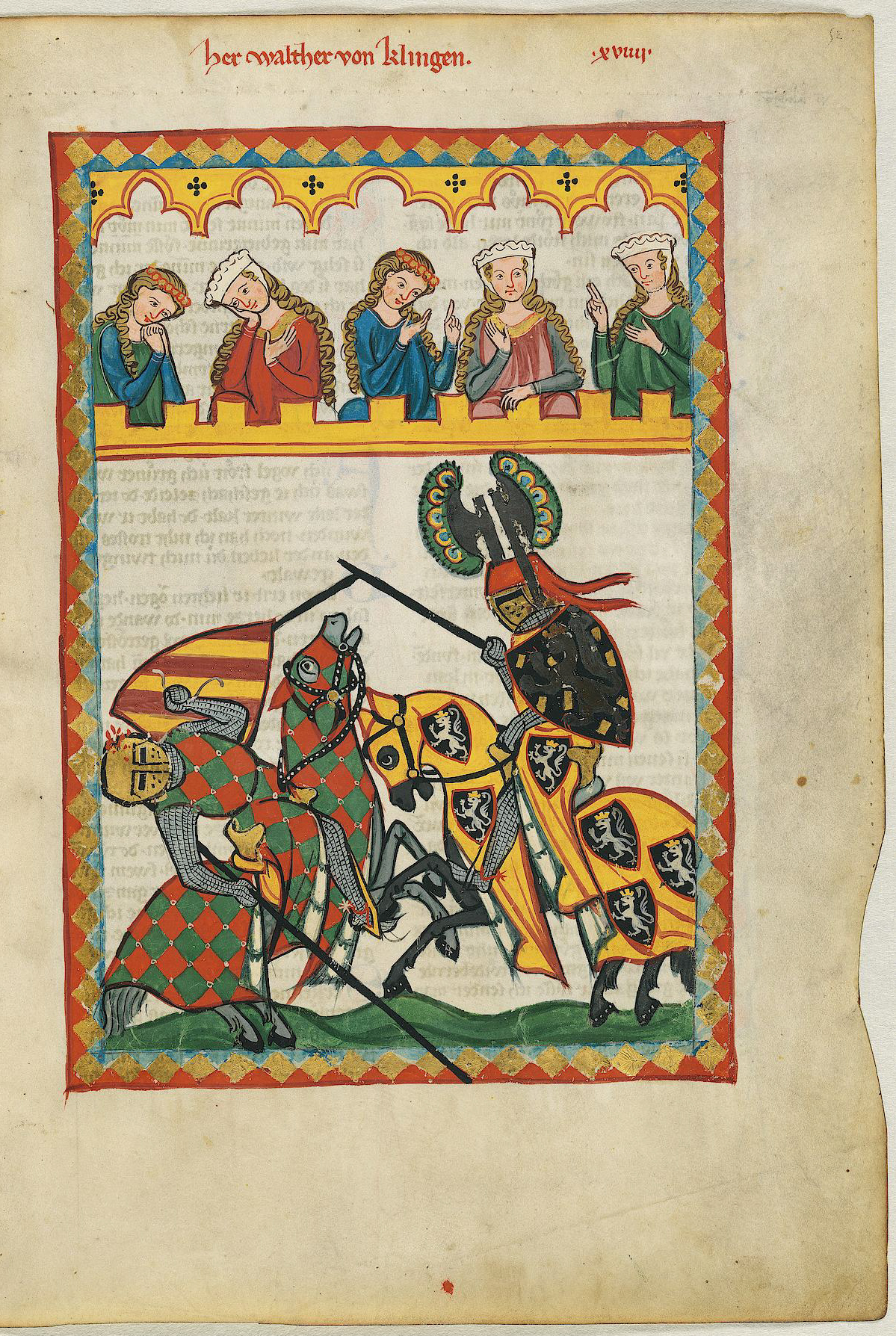 Darstellung eines Tjosts im Codex Manesse