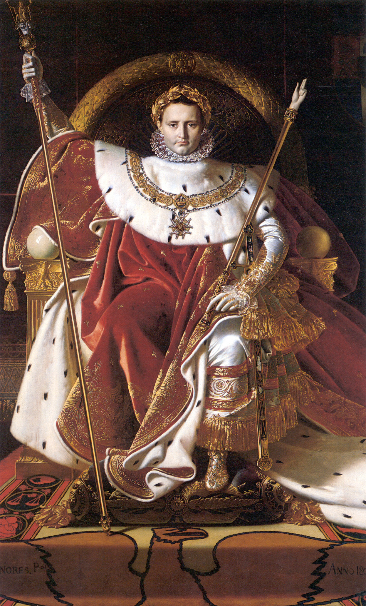Jean-Auguste-Dominique Ingres: „Napoléon sur le Trône impérial en costume de Sacre“