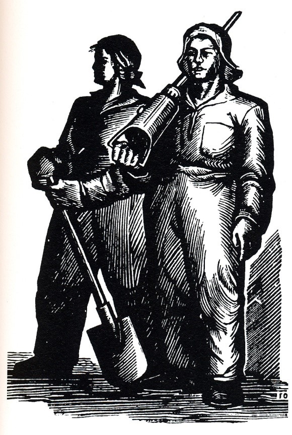 Eine Arbeiterin und ein Arbeiter der Moskauer Metro