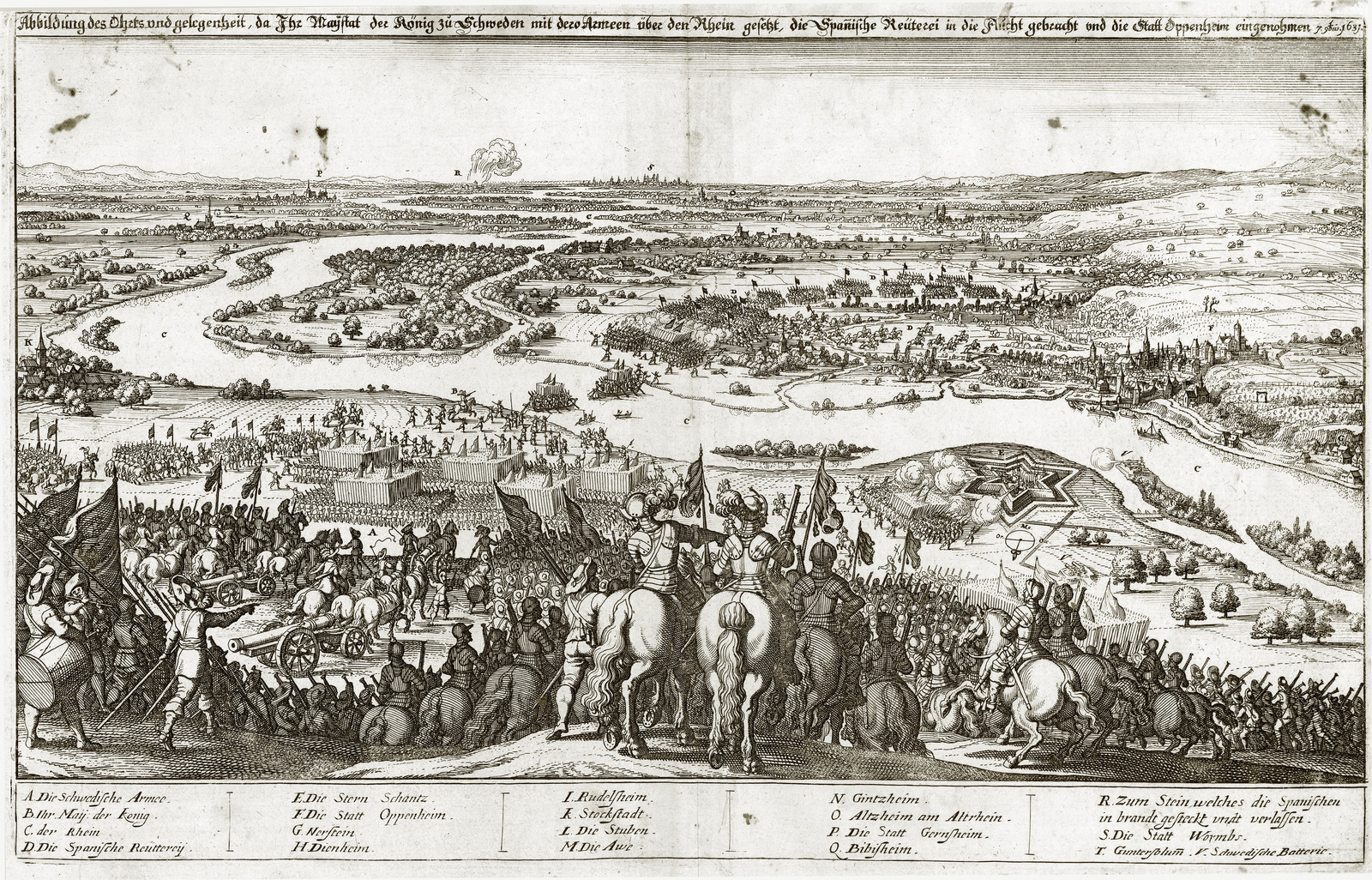 Matthaeus Merian: Rheinübergang der Schweden bei Oppenheim