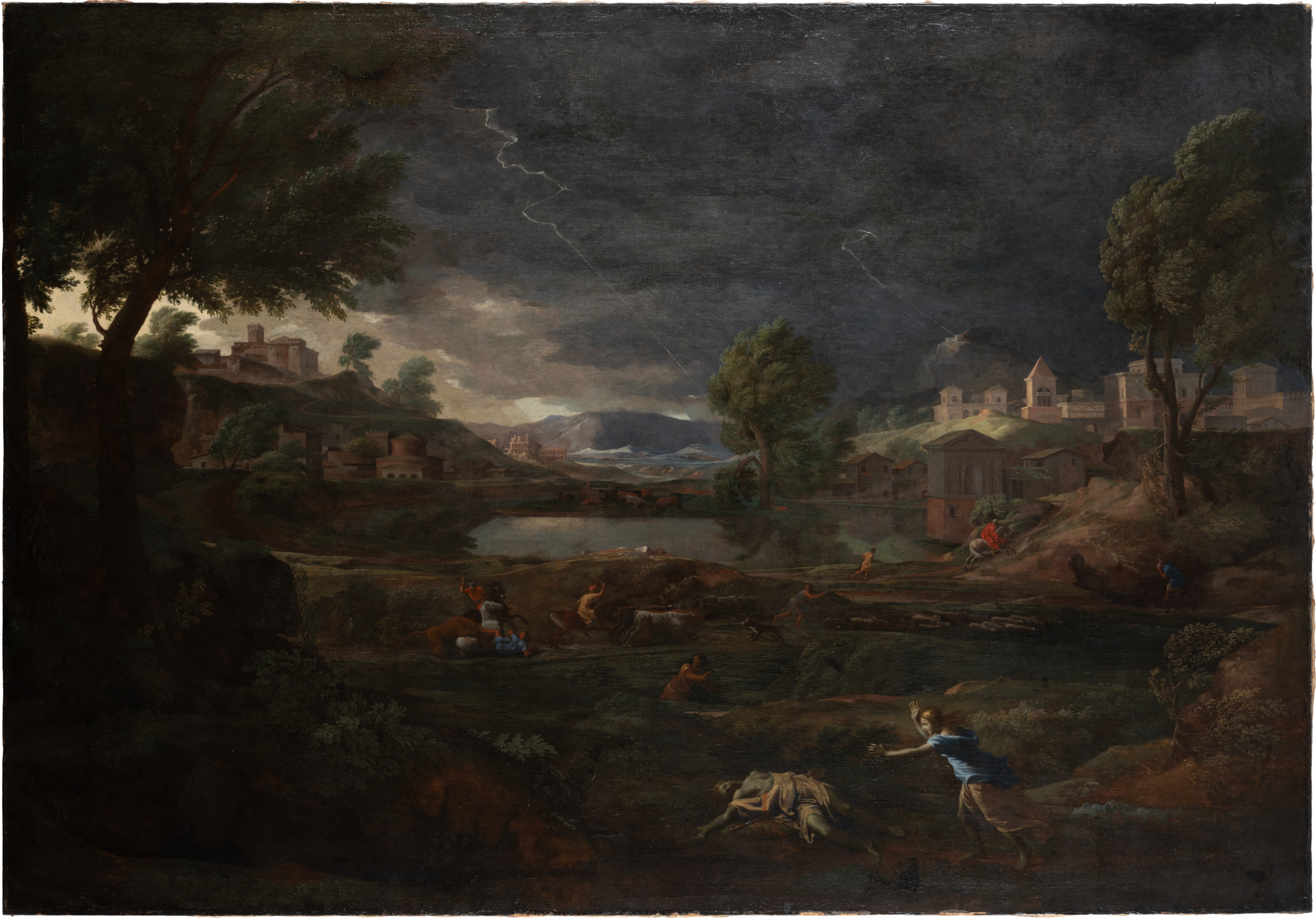 Nicolas Poussin: Gewitterlandschaft mit Pyramus und Thisbe